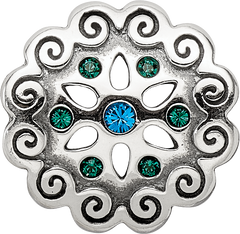 Sterling Silver Reflections Blue/Green Crystals Flower Bead