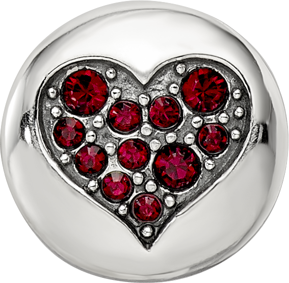 Sterling Silver Reflections Jan Red Crystal Faith Heart Bead