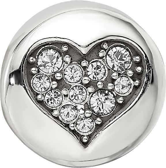 Sterling Silver Reflections April Clear Crystal Love Heart Bead