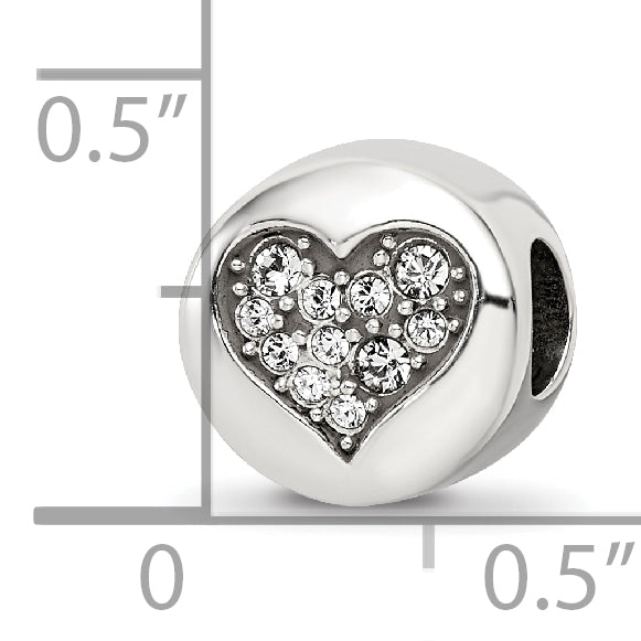 Sterling Silver Reflections April Clear Crystal Love Heart Bead