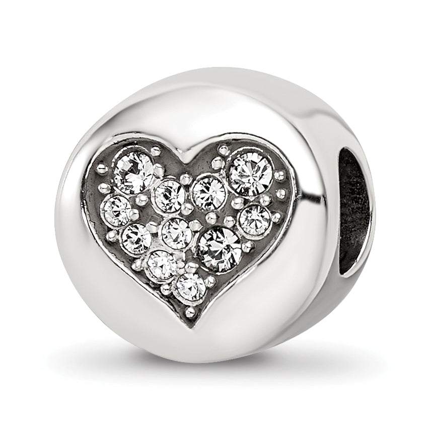 Sterling Silver Reflections April Clear Crystal Love Heart Bead