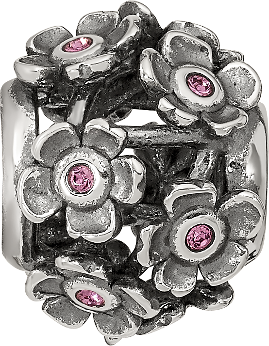Sterling Silver Reflections Crystal Blossoms Bead