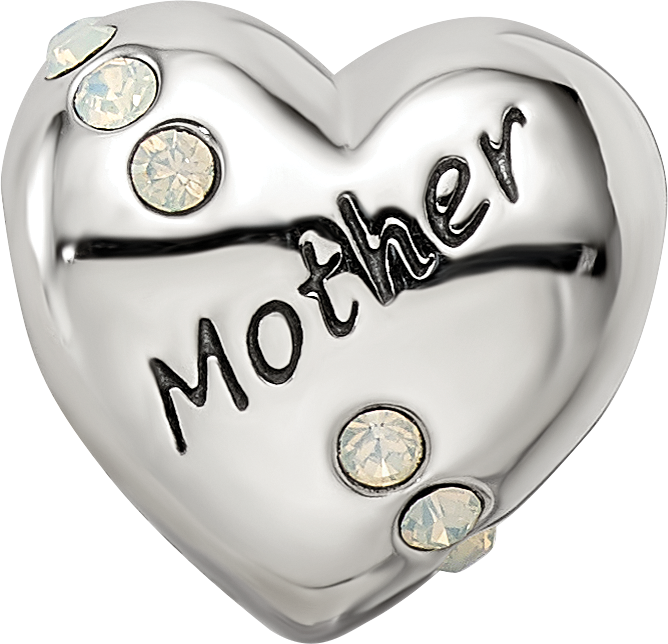 Sterling Silver Reflections Crystals Mother Heart Bead