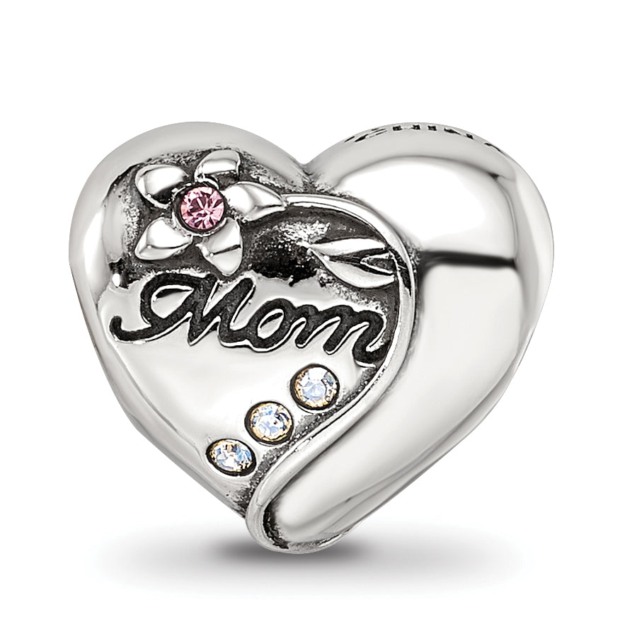 Sterling Silver Reflections Crystals Mother's Heart Bead