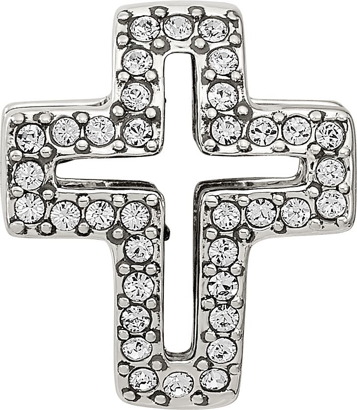 Sterling Silver Reflections Crystals Pav‚ Open Cross Bead