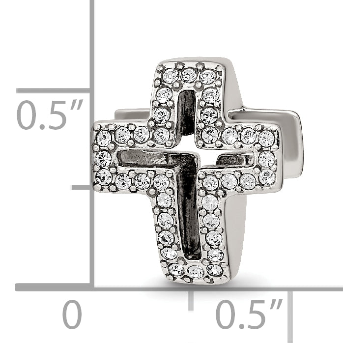 Sterling Silver Reflections Crystals Pav‚ Open Cross Bead