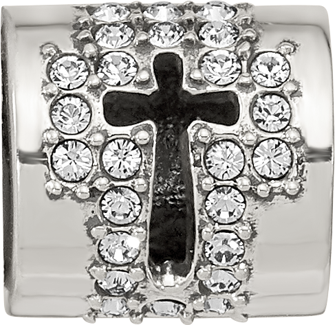 Sterling Silver Reflections Crystals Faith Cross Bead