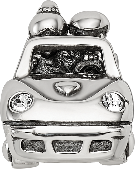 Sterling Silver Reflections Crystals Just Married Car Bead