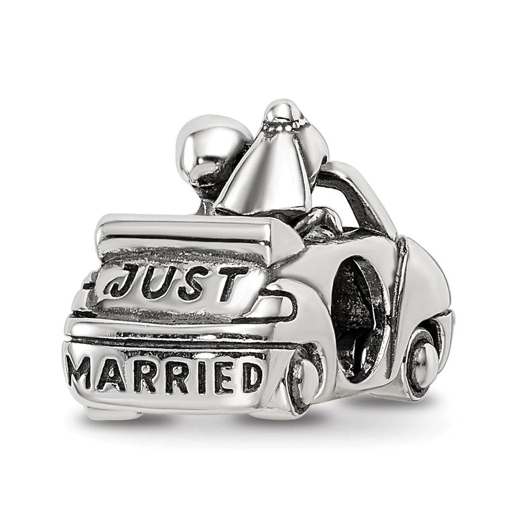 Sterling Silver Reflections Crystals Just Married Car Bead