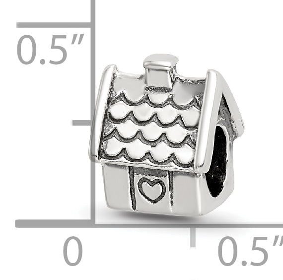 925 Sterling Silver House Bead with Antiqued Finish, Solid & Casted Design