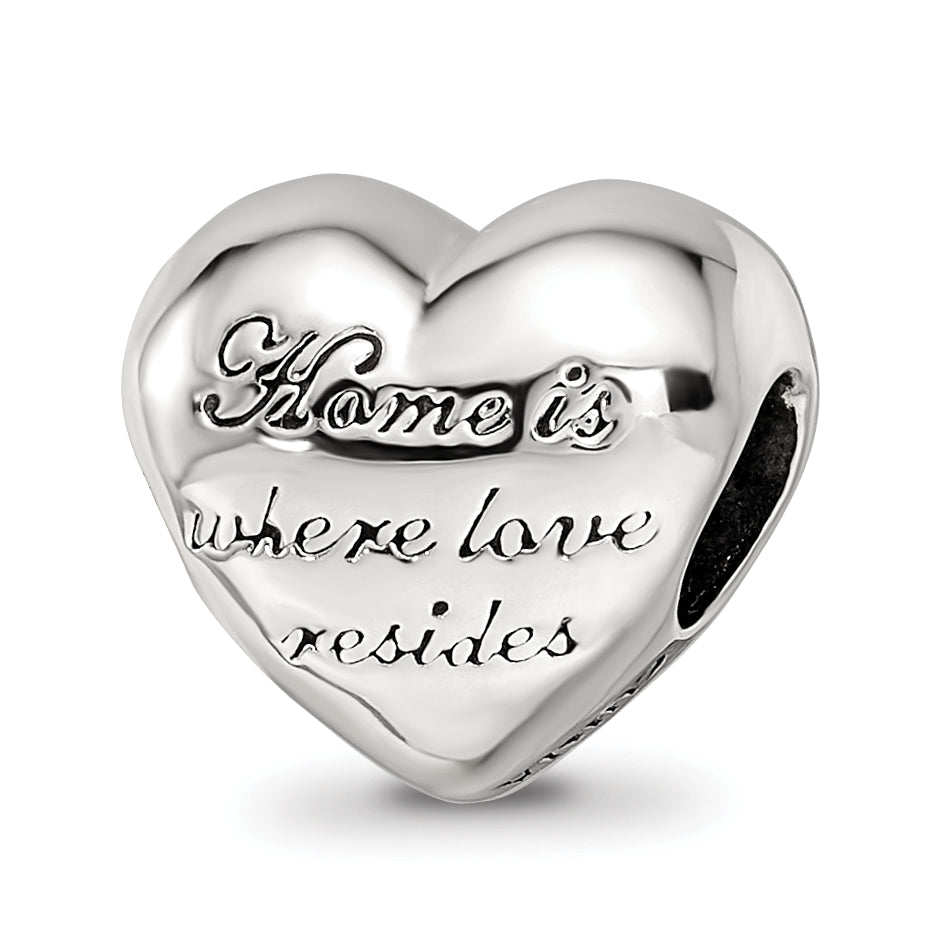 Sterling Silver Reflections Crystals Love Resides Heart Bead