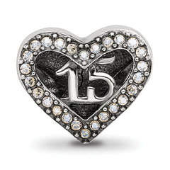 Sterling Silver Reflections Crystals Quinceanera Heart Bead