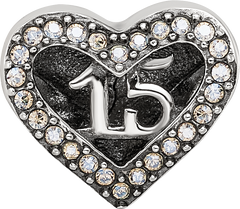 Sterling Silver Reflections Crystals Quinceanera Heart Bead