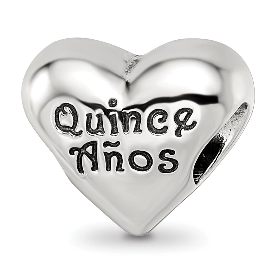 Sterling Silver Reflections Crystals Quinceanera Heart Bead