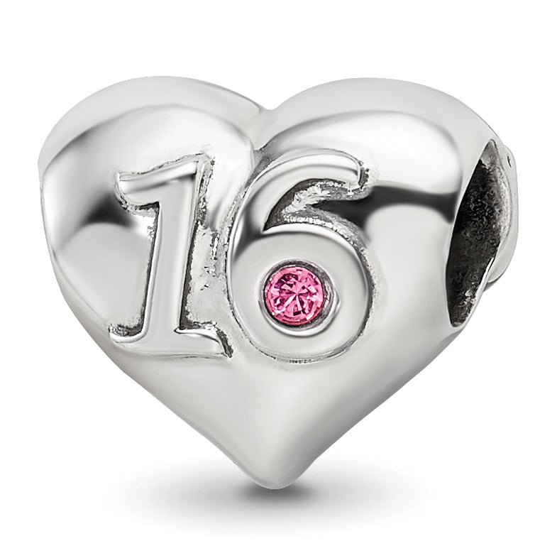 Sterling Silver Reflections Crystals Sweet 16 Heart Bead