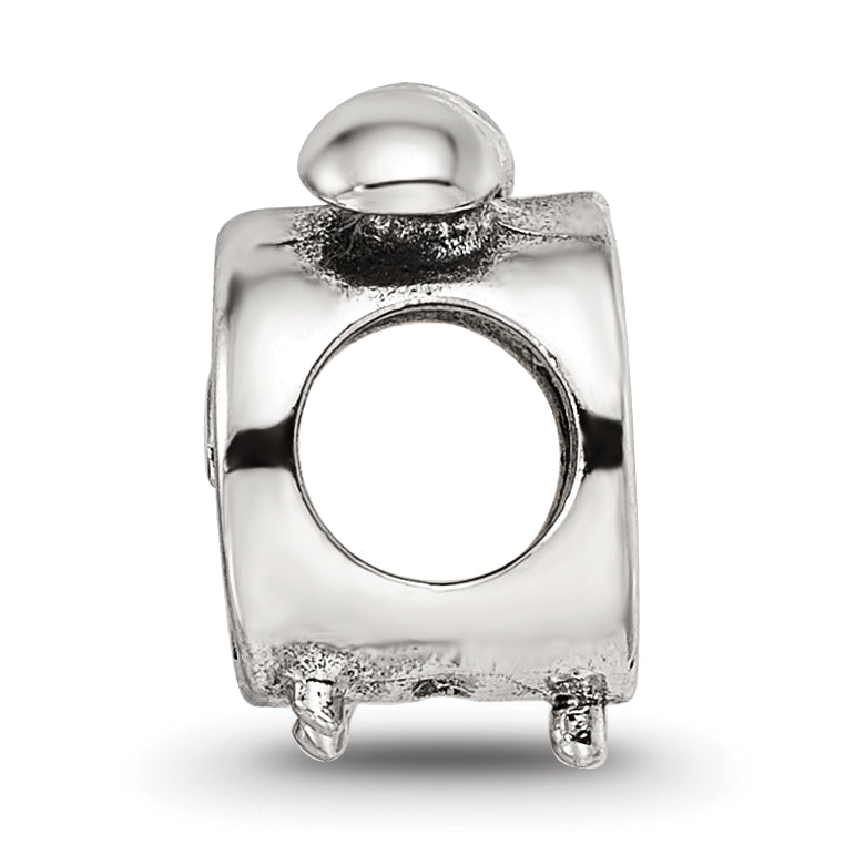 Sterling Silver 925 Alarm Clock Themed Bead with Antiqued Finish