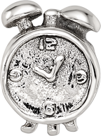Sterling Silver 925 Alarm Clock Themed Bead with Antiqued Finish