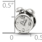 Sterling Silver 925 Alarm Clock Themed Bead with Antiqued Finish
