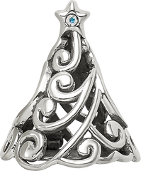 Sterling Silver Reflections Crystal Filigree Christmas Tree Bead