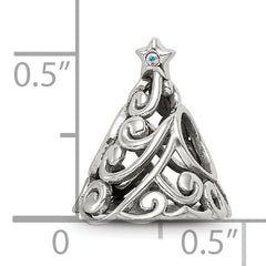 Sterling Silver Reflections Crystal Filigree Christmas Tree Bead