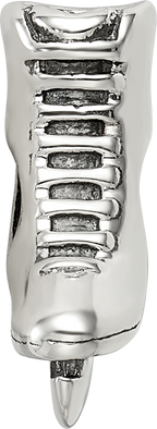 Sterling Silver 925 Ice Skate Bead with Antiqued Finish Solid Themed Design