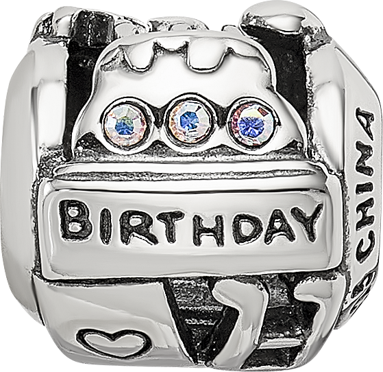 Sterling Silver Reflections Crystals Birthday Collage Bead