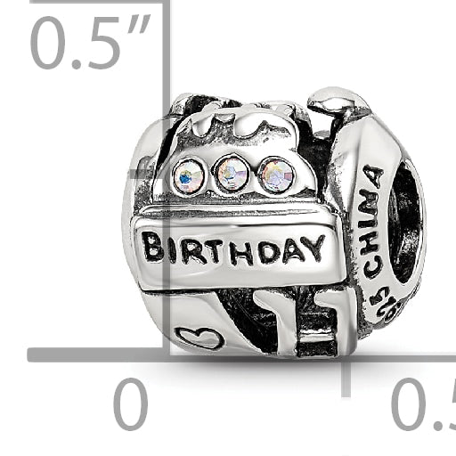 Sterling Silver Reflections Crystals Birthday Collage Bead