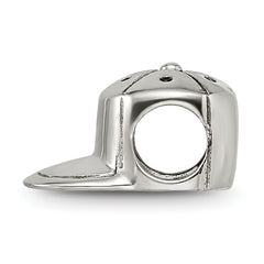 Sterling Silver 925 Baseball Cap Bead with Antiqued Finish Solid Design