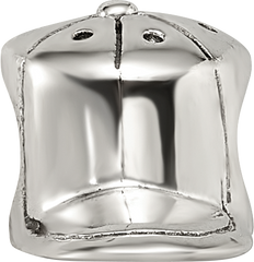 Sterling Silver 925 Baseball Cap Bead with Antiqued Finish Solid Design