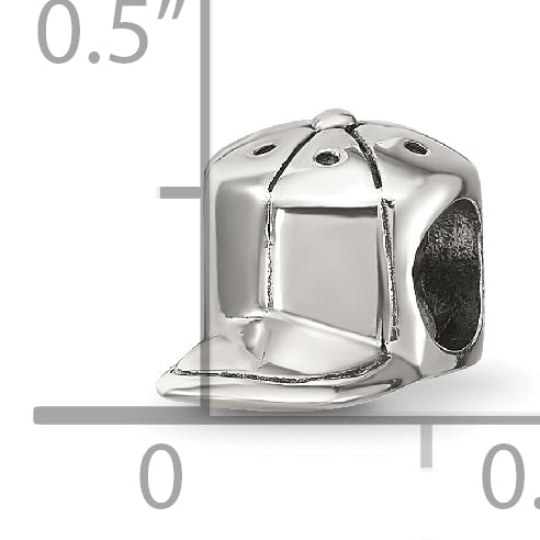 Sterling Silver 925 Baseball Cap Bead with Antiqued Finish Solid Design