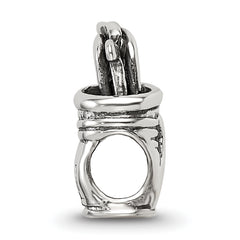 Sterling Silver 925 Antiqued Golf Bag Bead Solid Casted for Charm Bracelet