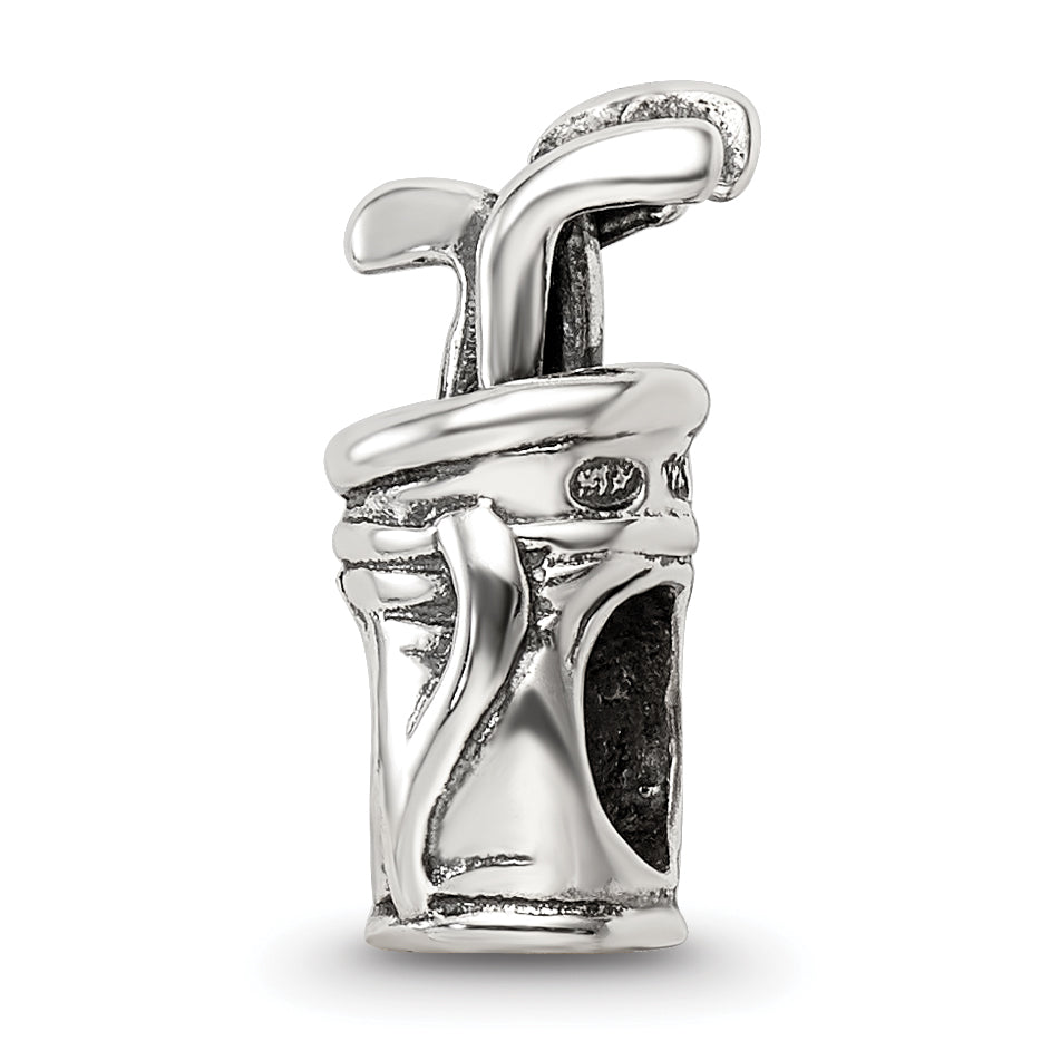 Sterling Silver 925 Antiqued Golf Bag Bead Solid Casted for Charm Bracelet