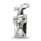 Sterling Silver 925 Antiqued Golf Bag Bead Solid Casted for Charm Bracelet