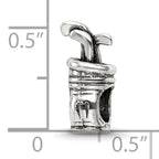 Sterling Silver 925 Antiqued Golf Bag Bead Solid Casted for Charm Bracelet