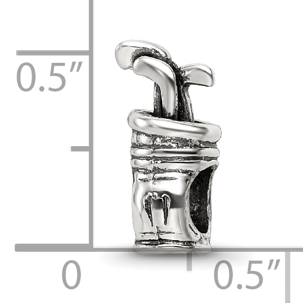 Sterling Silver 925 Antiqued Golf Bag Bead Solid Casted for Charm Bracelet