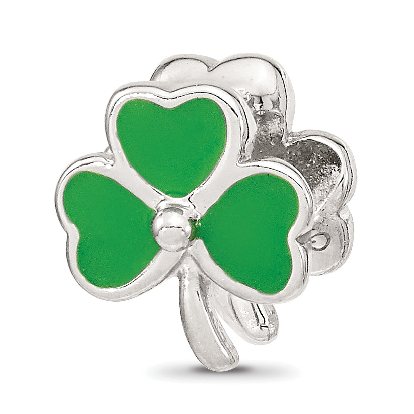 Sterling Silver Reflections Enameled Crystal Shamrock Bead