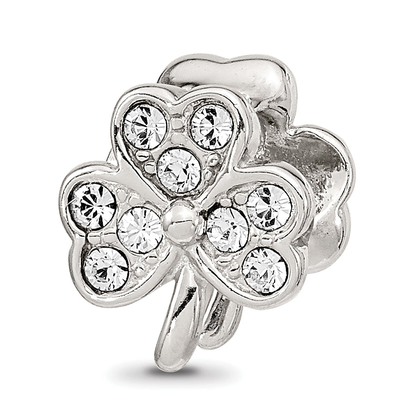 Sterling Silver Reflections Enameled Crystal Shamrock Bead