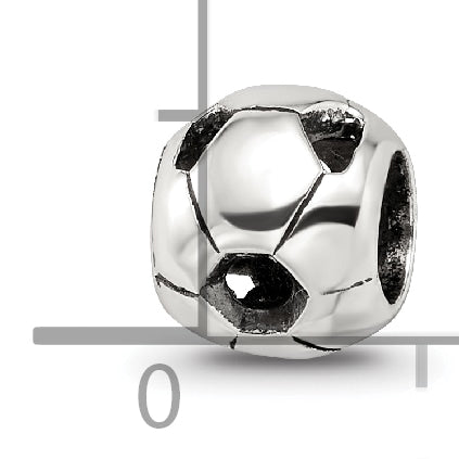 Sterling Silver 925 Antiqued Soccer Ball Bead Solid Cast for Charm Bracelets