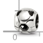 Sterling Silver 925 Antiqued Soccer Ball Bead Solid Cast for Charm Bracelets