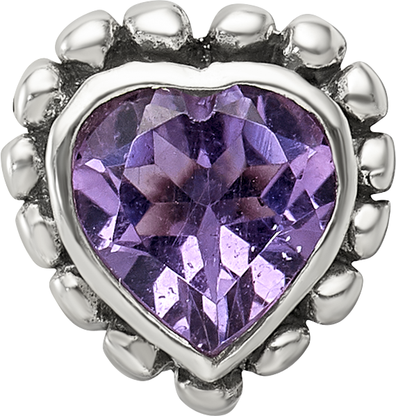 Sterling Silver Reflections Amethyst Heart Bead