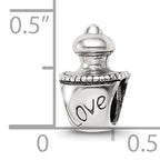 Sterling Silver 925 Love Perfume Bottle Bead with Antiqued Finish