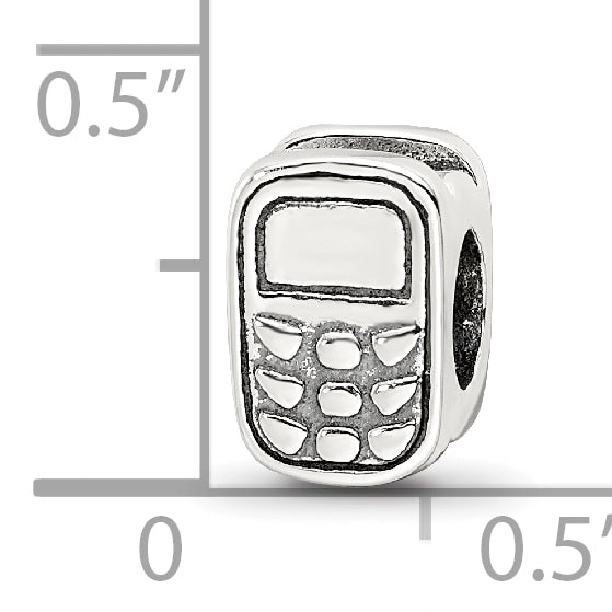 Sterling Silver 925 Antiqued Cell Phone Bead with Solid Casted Design