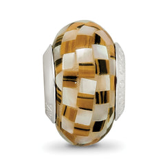 Sterling Silver Reflections Tiger's Eye and White MOP Mosaic Bead