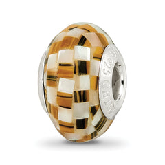 Sterling Silver Reflections Tiger's Eye and White MOP Mosaic Bead
