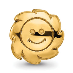 Sterling Silver 925 Gold-Plated Smiling Sun Bead with Polished Finish