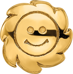 Sterling Silver 925 Gold-Plated Smiling Sun Bead with Polished Finish