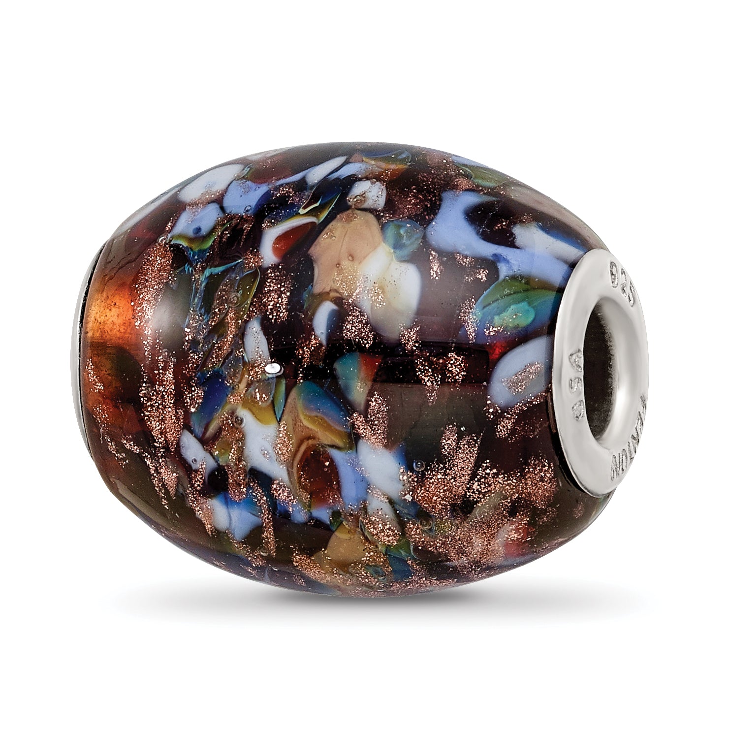 Ster.Silver Reflections Multi-color Glitter Country Girl Fenton Glass Bead