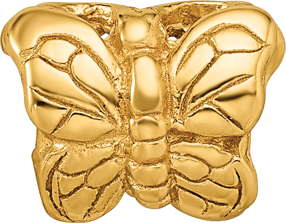 Sterling Silver Gold-Plated Butterfly Bead with Polished Finish Elegant Themed Design