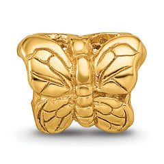 Sterling Silver Gold-Plated Butterfly Bead with Polished Finish Elegant Themed Design