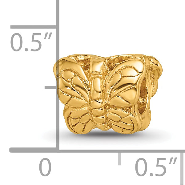 Sterling Silver Gold-Plated Butterfly Bead with Polished Finish Elegant Themed Design